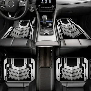 4pcs Future Tech Mechanical Pattern Car Floor Mats Set, Automotive Floor Mats, Universal Fit for Most Cars, Practical and Aesthetic, High Value, Must-Have Accessory