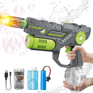 Upgrade Bubble Gun Portable Bubble Maker Electric Water Gun, Powerful Electric Squirt Gun,  LED Light Up Rechargeable Bubbles Machine Blower，Bubble Blower for Summer Outdoor Party Birthday Water Gun Toys