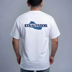Men's Casual Short Sleeve Shirt - El Salvador Map Embroidery Design