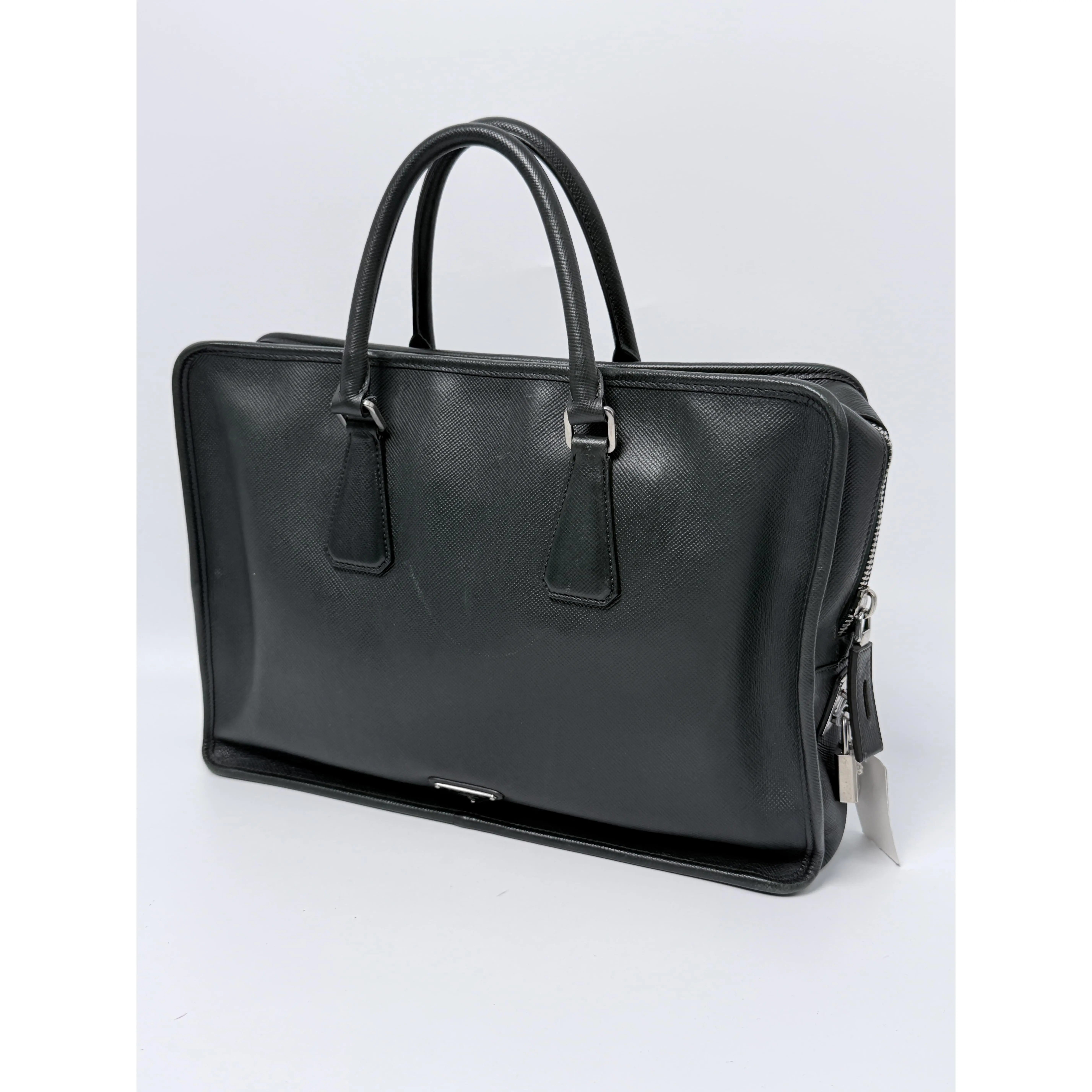 Pre-owned PRADA Saffiano Leather Professional & Technology Bags Briefcase Top Handle Business Bag JC154PR