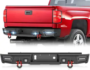 【EYOUHZ】Black Rear Aftermarket Bumpers for Chevy 2500HD 2015-2019 Chevrolet Silverado & GMC Sierra 2500 3500 HD w/LED Lights
