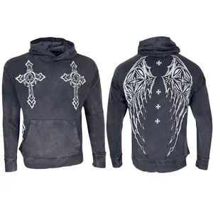 Archaic By Affliction Unisex Oversized Boxy Pullover Hoodie Stone Ranger