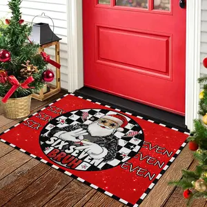 Creative 67 number Christmas rug, 1 count soft non-slip rug, washable, easy to clean, Christmas six seven number pattern doormat, Christmas decoration，Christmas gift ，suitable for doorway, kitchen, bathroom, living room, bedroom,  decorative doormat.