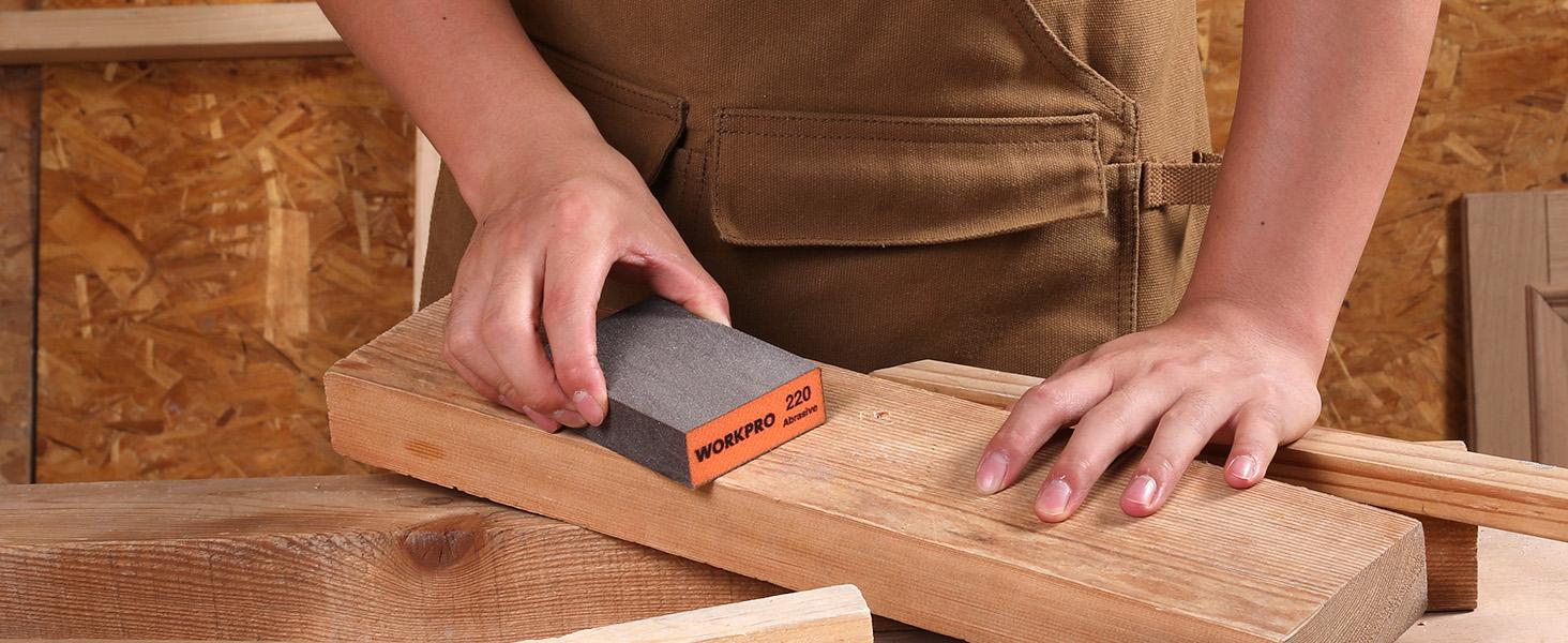 #backtoschool WORKPRO Sanding Sponge, 8 Pack Wet and Dry Dual-use Sanding Block, 60/80/120/220 Grit Assortment, Reusable Sandpaper Block for Wood, Metal, and Drywall