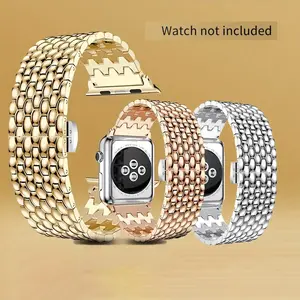 Solid Color Metal Watch Band (Band Only), 1 Count Replacement Watch Band for Women, Wearable Accessories Compatible with Apple Watch Series 9 8 7 6 5 4 3, Smart Watch Straps