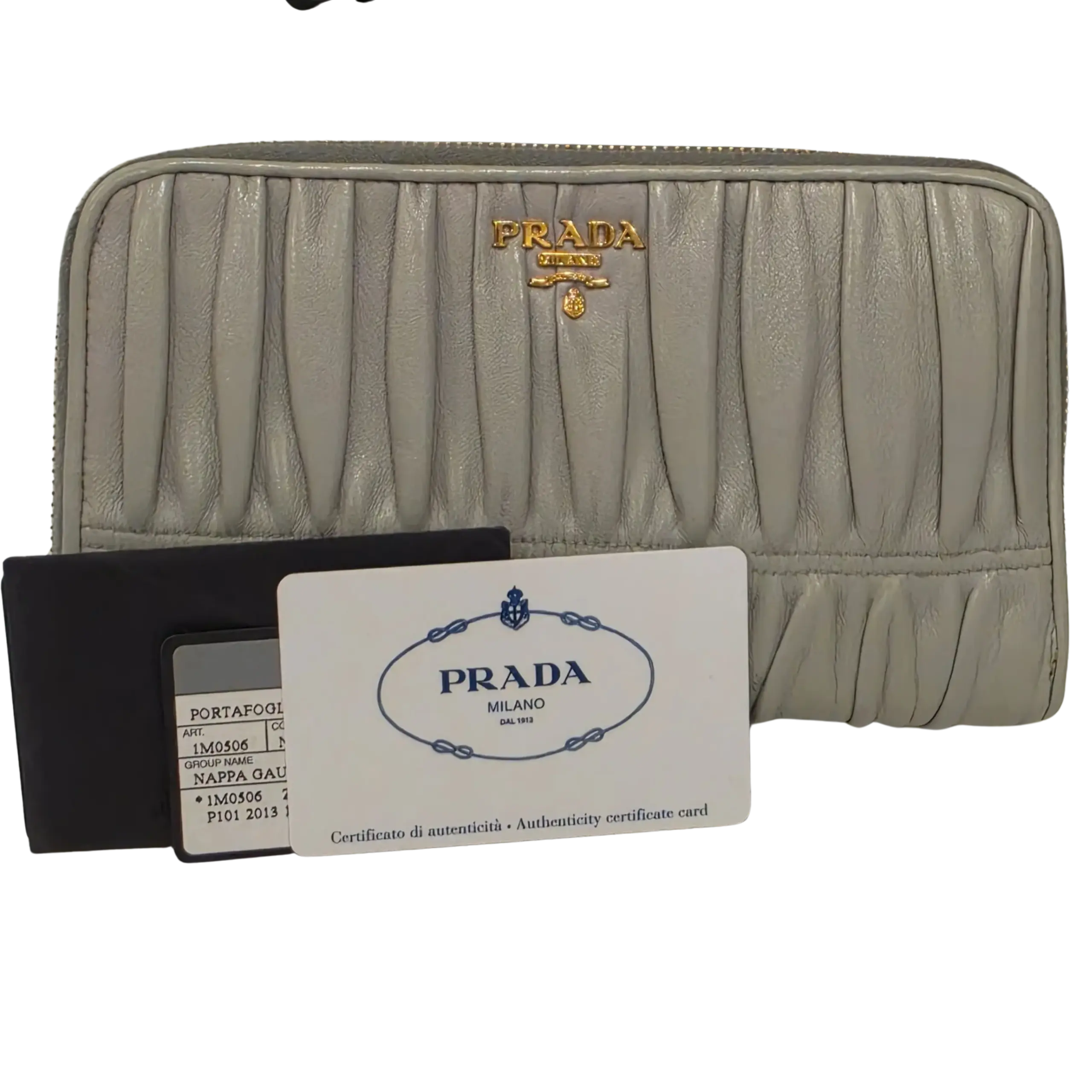 Pre-owned PRADA Gaufre Leather Small Leather Goods Napa Zip Around Wallet L1123