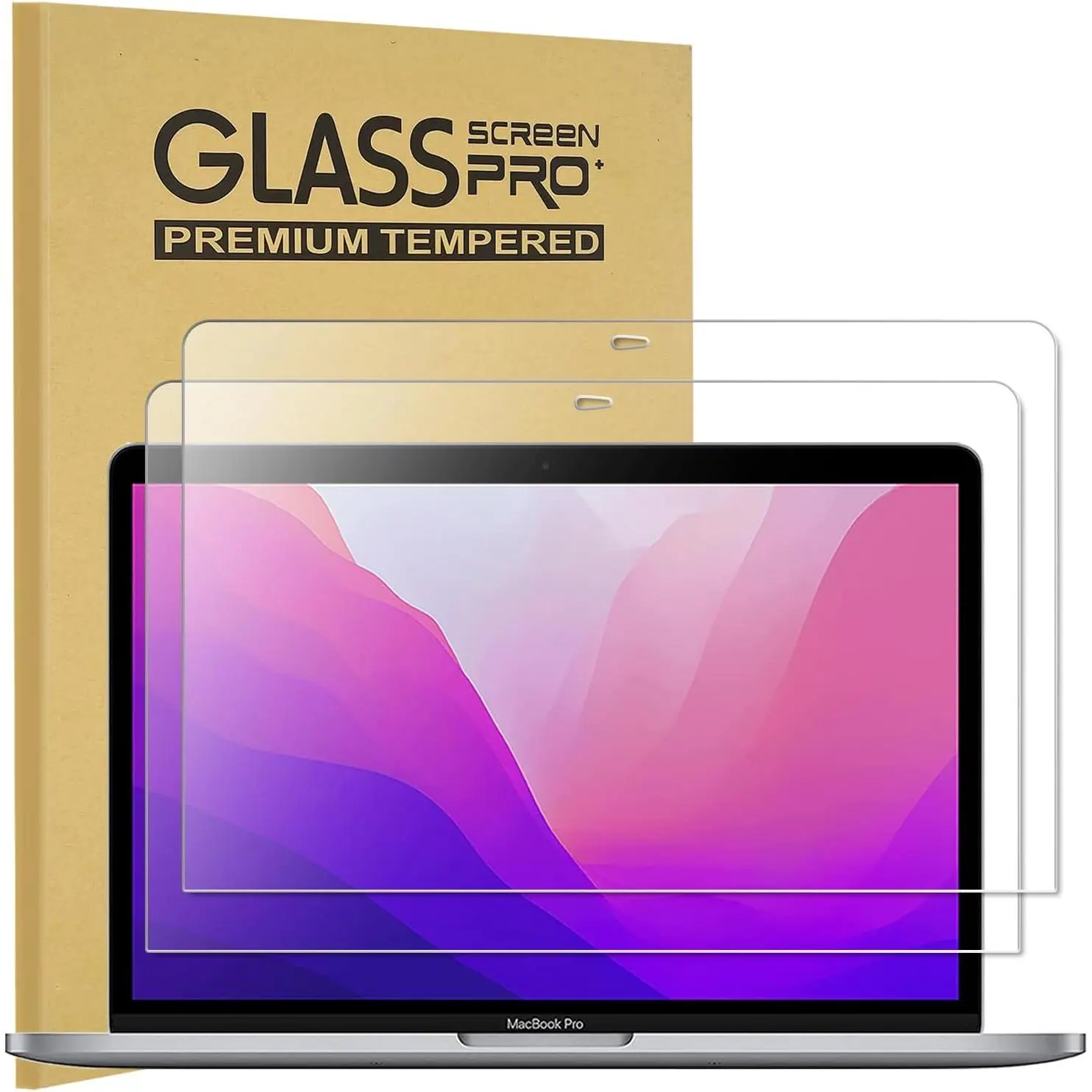 2-Pack MacBook Pro 13 Tempered Glass Screen Protector for MacBook Pro 13 inch (2016-2022 / M1, M2),MacBook Air 13 inch (2021-2018 / M1) Bubble Free & Ultra Clear & Automatic Adsorption