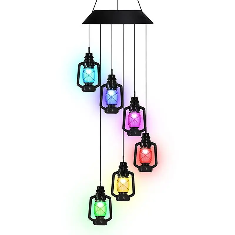 Christmas Solar Powered Color Changing Lantern, LED Lantern Wind Chime Light, Outdoor Garden Hanging Light For Garden, Yard, Deck, Patio, Home Decor,