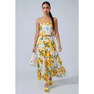 Magdalena Limoncello Tiered Maxi Skirt