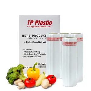 TP Plastic Clear HDPE Produce Bags – 12"x17", 4 Rolls (1576 Total), Easy-Tear, Food Safe, Disposable Cookware