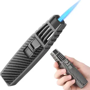 Lighter, Butane Lighters,Refillable Lighter,Windproof Butane Refillable Gas Long Lighter (Butane Gas Not Included) (Black-700)