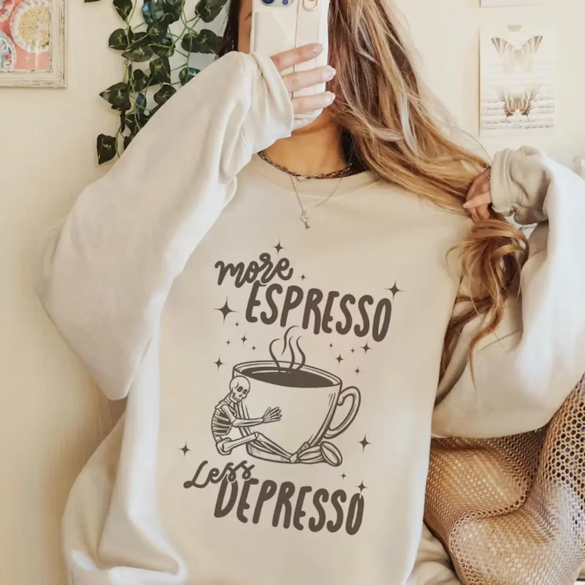 More Espresso Sweatshirt, Less Depresso Coffee Crewneck Sweatshirt, Downtown Girl Sweatshirt, Cinnamon Girl Sweatshirt, Granola Girl Coffee Lover Sweatshirt. Espresso Lover Gift, Dark Humor Sweatshirt