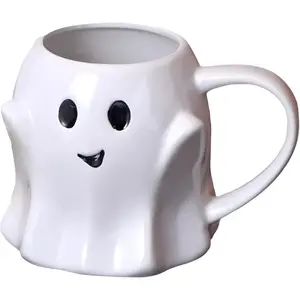 Halloween Mug Novelty  Mug  Cute Ceramic Coffee Cup  for Halloween Decor and Christmas Birthday White Elephant Gifts for Coffee Milk  Lover (White1)