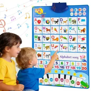 Alphabet Chart Talking Bilingual Interactive Toy Music Spanish And English Preschool Alphabet Learning Chart Wall Posters for Ages 3-8 Language