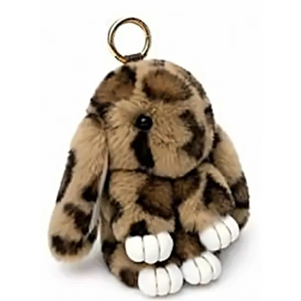 Cute Bunny Faux Fur Bag Charm – Cheetah Print Keychain
