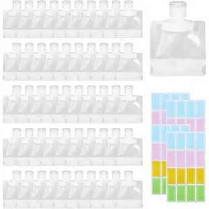 50PCS 1Oz (30ML) Leak-Proof Reusable Plastic Squeeze Pouches, Portable Travel Pouches for Liquor, Beverages and Travel Toiletries, Ideal for Outdoor Sports, Concerts and Various Events