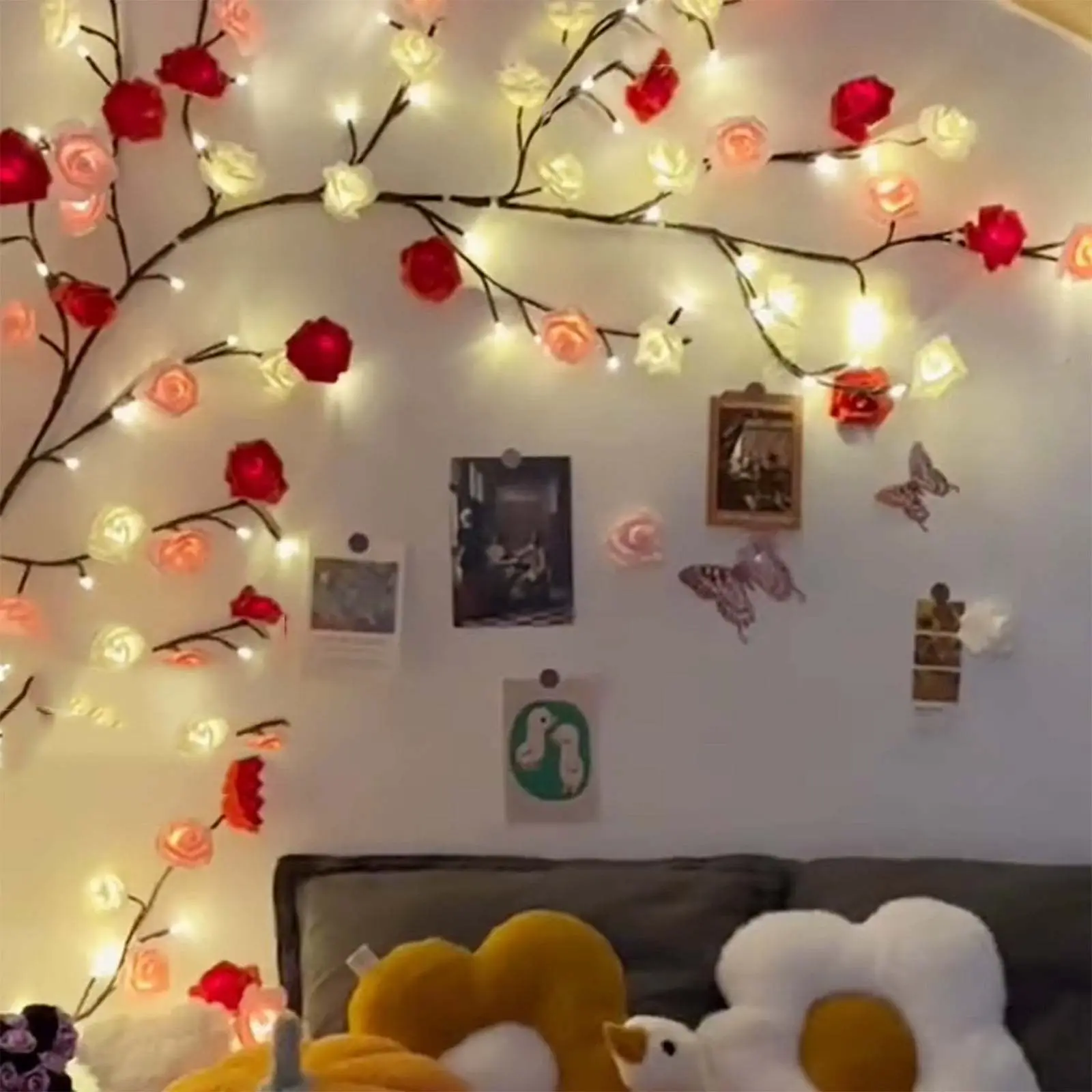 1pc Valentine's Day LED Branch Lights, USB Powered Cherry Blossom Vine Lights with Remote Control, 8 Lighting Modes, Sakura Garland Willow Vine for Bedroom, Indoor Wall, Wedding, Christmas & Valentine's Day Decorations