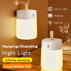 A portable dual-purpose night light that can be hung in 1pc, with a soft 360 degree full body light source, three levels of color temperature infinite adjustment, Type-C charging port, and durable battery