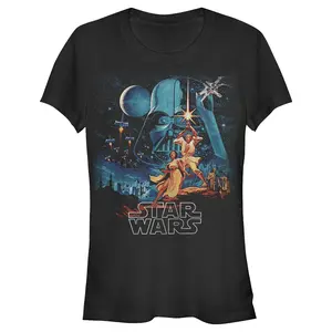 Juniors Womens Star Wars Vintage Art T-Shirt Juniors Womens Star Wars Vintage Art T-Shirt