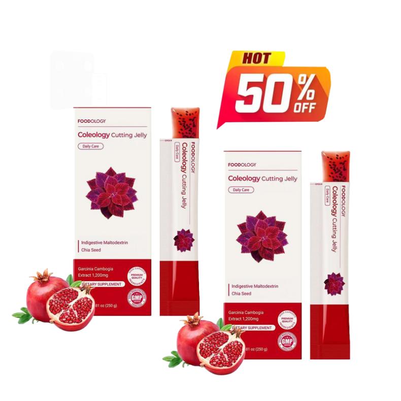 FOODOLOGY Coleology Cutting Stick Jelly – Garcinia Cambogia HCA, Chia Seeds, Pomegranate Flavor Korean Supplement – 10 Sachets