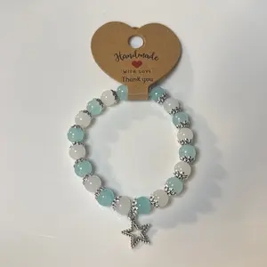 Glass bread bracelet with charm