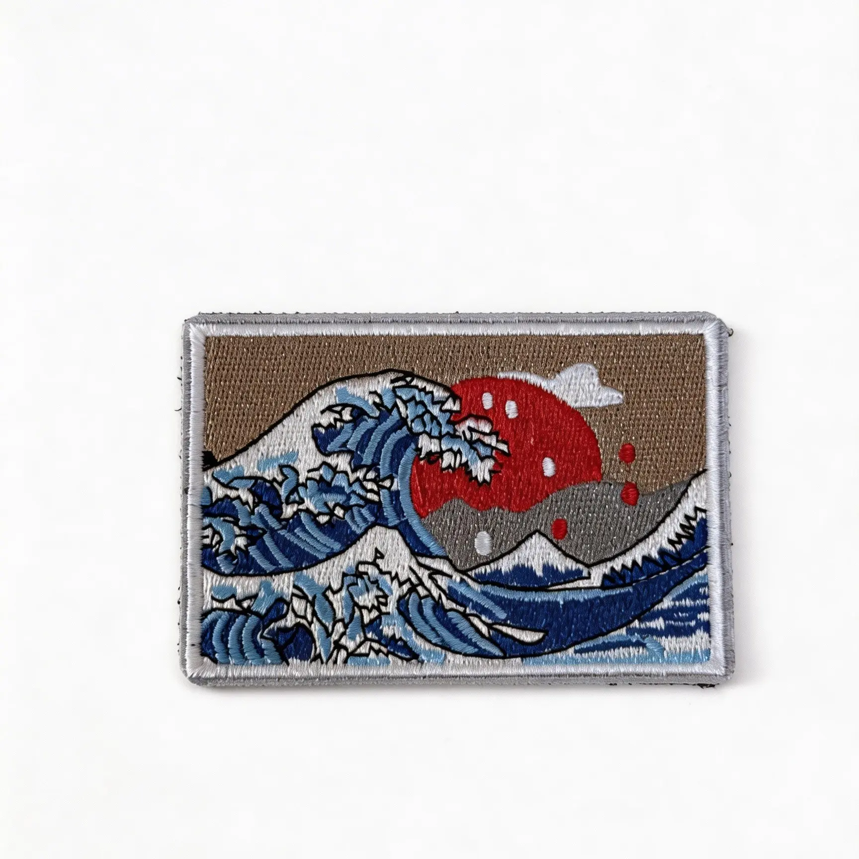 Japanese Wave Design Embroidered Patch Premium Embroidery Quality Velcro Tactical Badge for Backpack Jacket Hat – Aesthetic Ocean Art Patch