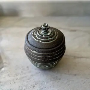 Large Charcoal Jar, Blue Green Glaze