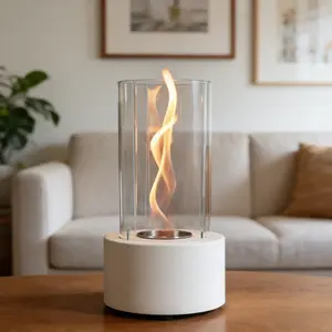 Tabletop Fire Pit with Swirl Flame - Portable Ethanol Fireplace for S'mores, Romantic Dates & Patio Decor - Smokeless, Odorless, Adjustable Flame Size