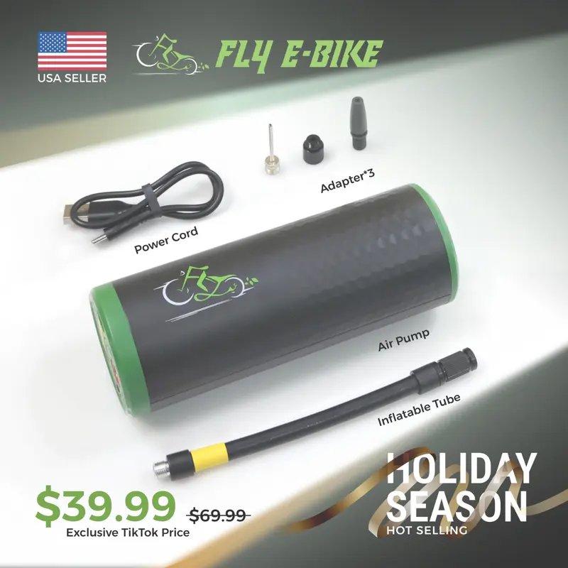 Fly E-Bike Smart Tire Inflator + Portable Electric Air Pump + Digital Display + Multi-Functional Use