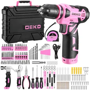 DEKO Essential 151-Piece Home Repair Tool Kit Set with 12V Drill - Perfect for Furniture Assembly, Gardening & DIY Projects fathersdaygift