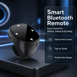 1 Pcs Portable Smart Touch‑Control Bluetooth Ring‑Shaped Remote Controller, Minimalist Futuristic Tech Style, Remote Photo Shooting Video Zoom E‑Book Page‑Turning Short‑Video Liking One‑Key Control, For Vloggers, Readers, Live‑Streamers & Short‑Video User