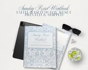 Sunday Reset Workbook | Christian Weekly Planner & Devotional | Physical Printed Workbook for Women