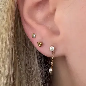 EVRY JEWELS Gold or Silver Plated Women's Starry Babe Flat Back 3 Piece Earring Set Gold