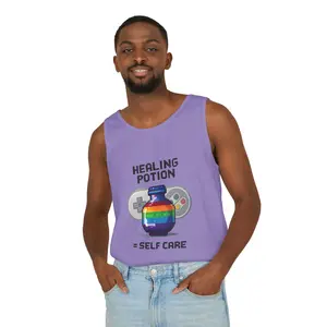 Retro Gaming Tank Top, LGBTQ+ Pride Rainbow Design, Unisex Shirt, Pixelated Video Game Tee, Gamer Apparel, Pride Clothing Cotton Fabric