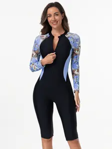 Women's Long Sleeve One-Piece Swimsuit, Quick-Dry Swimwear for Swimming Racing Surfing Snorkeling, Slimming Design