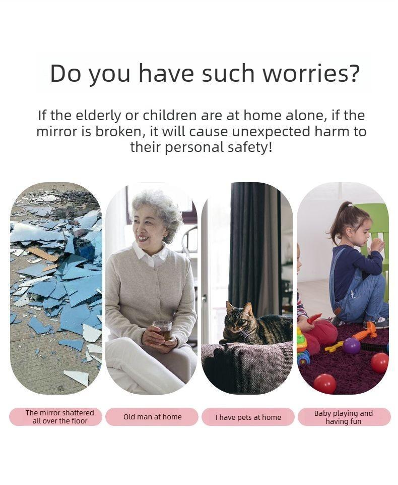 Self-adhesive mirror sticker with backing tape, 20 × 40 inch, soft glass mirror for self-service/glass doors, home use, full-length mirror, Instagram‑style bedroom reflective film