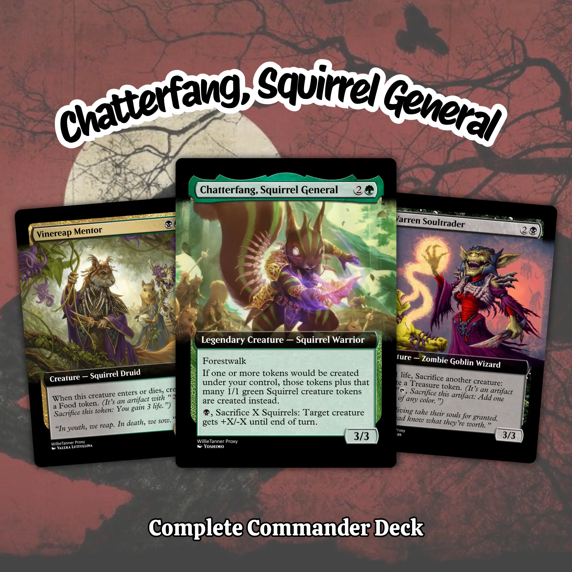 Chatterfang, Squirrel General Commander Deck | Proxy 100 Cards with Tokens | Ready to play | Perfect Gift for Fans and Collectors
