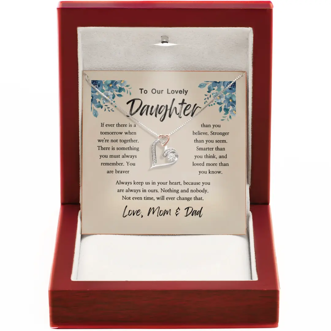 Daughter Necklace from Mom and Dad - Sentimental Love Knot Pendant with Cubic Zirconia Perfect for Special Occasions or Graduation