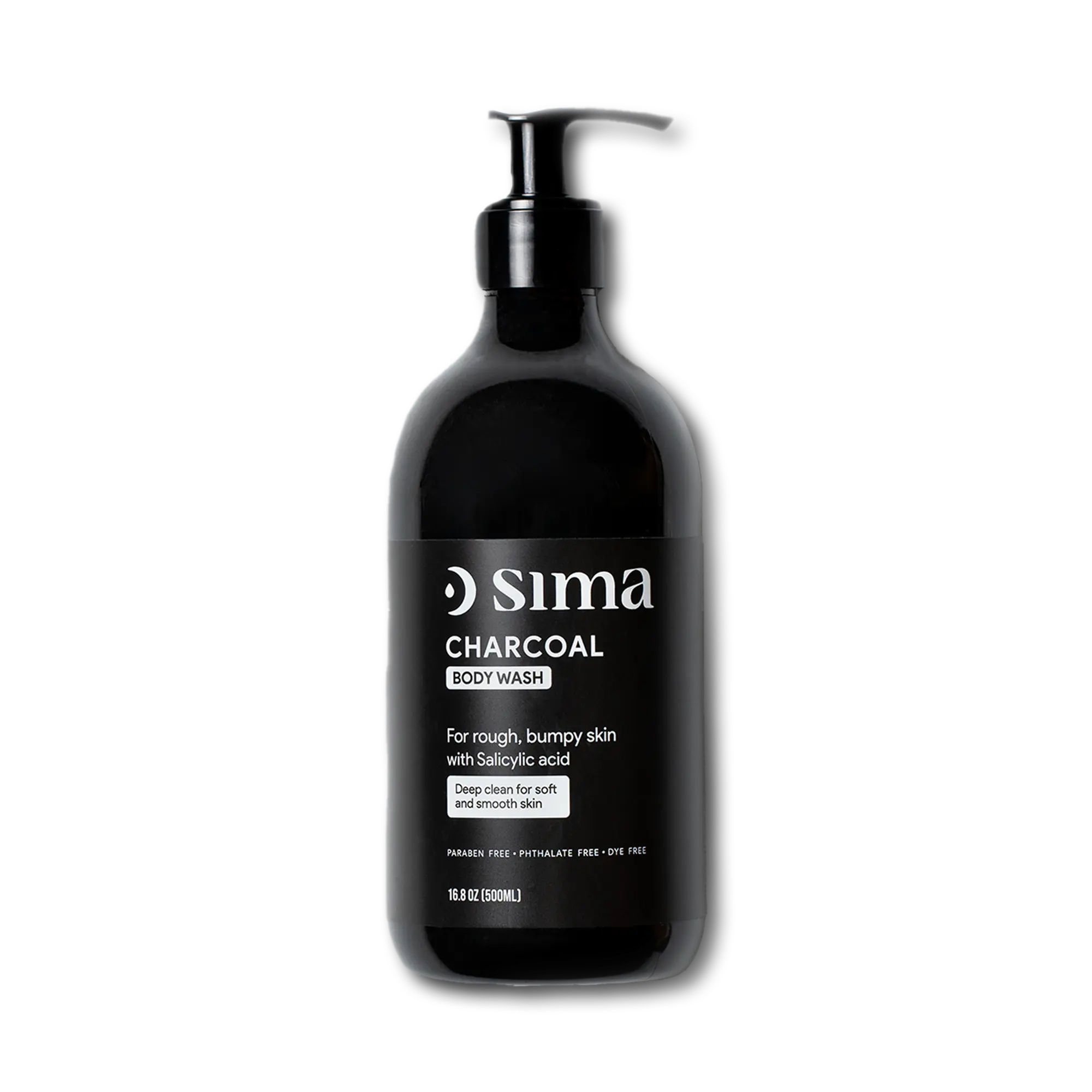 Sima Activated Charcoal Body Wash Cleanser - 500ml Gentle Cleansing Soap, Body Cleansing Products with Natural Ingredients, Salicylic Acid to Exfoliate, Hydrate & Smooth Skin for Daily Refreshing Shower Care, Charcoal Blend, Bumpy, Detoxifying, Infused Wi