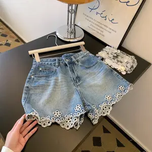 Women's High-Waisted Loose Plus Size Denim Shorts -- 5 Inch Inseam