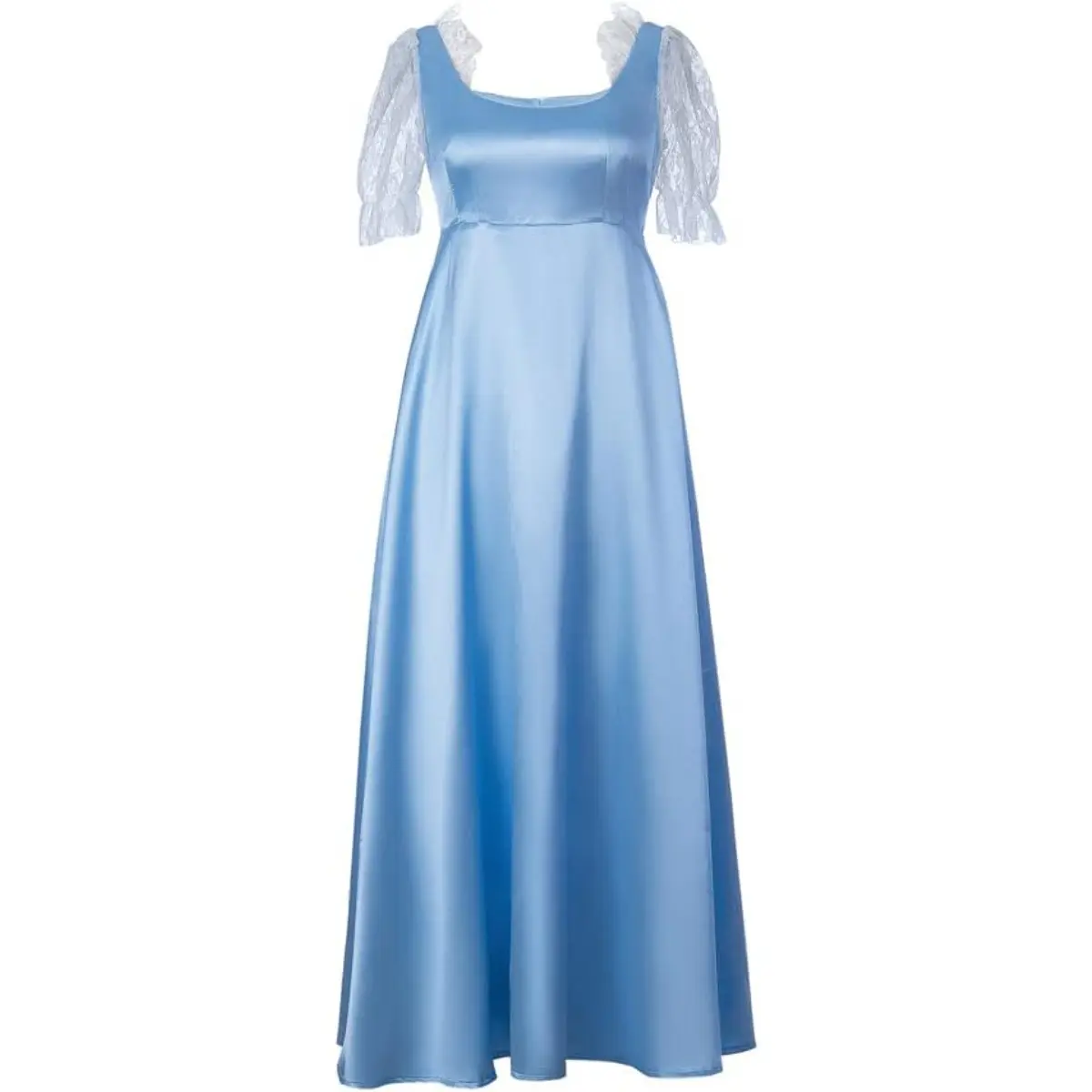 Light Blue Daphne Cosplay Costume Dress Women's Regency Dress Floral Empire  Waist Gown