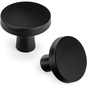 5 Pack Matte Black Cabinet Knobs for Kitchen Hardware Handles Round Dresser Drawer Knob for Closet Bifold Modern Cabinets Pulls,1.27 Inch