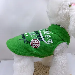 Fleece Dog Jacket with D-Ring, Warm Winter Pet Coat for Small Dogs, Stylish Letter Print Puppy Sweatshirt, Soft Fleece Dog Vest