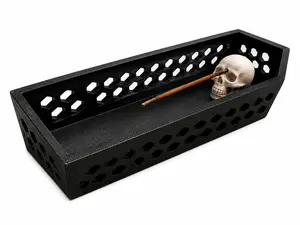 Skull Coffin Incense Holder, Home Fragrance Accessory for Indoor Use