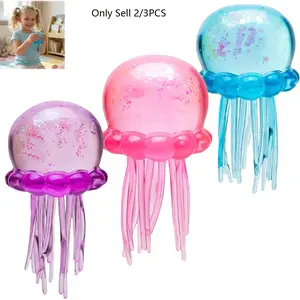 2/3PCS Jellyfish Squishy, Jellyfish Design Squeeze Stress Ball, Fidget Stress Ball, Ice Squeeze Cube-Drop Malt Sugar Balls Sensory for Anxiety Stress Party Favors