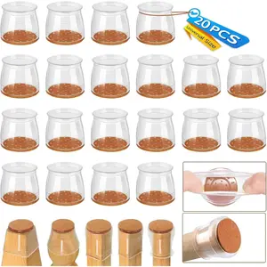 20 Pcs, Chair Leg Floor Protectors for Hardwood Floors, Felt Furniture Pads Silicone Chair Socks Leg Caps Covers, Furniture Protectors, Medium