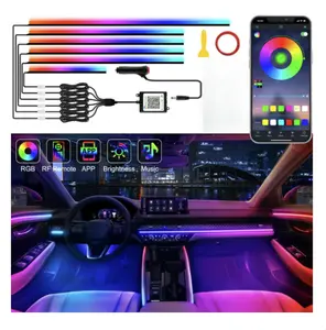 Universal Symphony Car Ambient Lights LED Interior RGB Streamer Atmosphere Lamp USB APP Control Remote for Tesla Model 3 Y S X