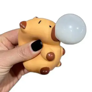 PVC Cute Capybara Pinch Toy Blowing Bubble Funny Relax Ball Sensory Fidget Toys Small Squeeze Ball Toys For Kids Boys Aldult