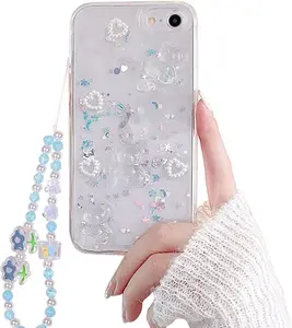 Phone Case for iPhone 7/8/SE,Cute 3D Bear Glitter Bling Clear Design for iPhone 7/8/SE... Case with Phone Charm/Chain Women Girl Shockproof Camera Protect-4.7''