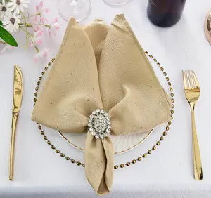 20"x20" Sequin Paillette Poly Flax/Burlap Napkins - Champagne (10pcs/pk)